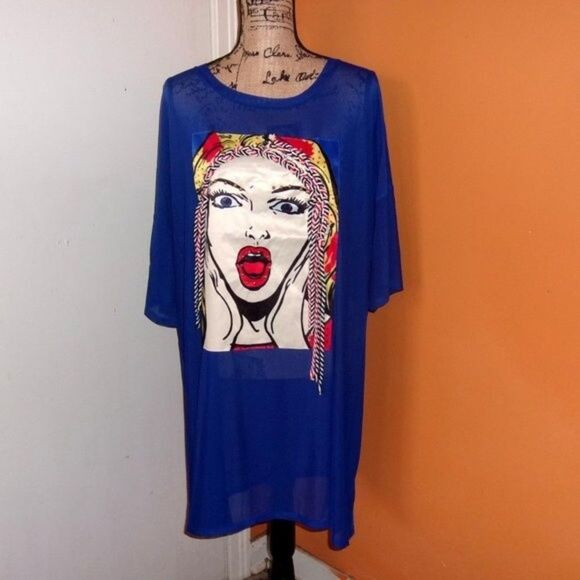 Miss California 3X Royal mesh tunic dress NWT - Picture 3 of 9